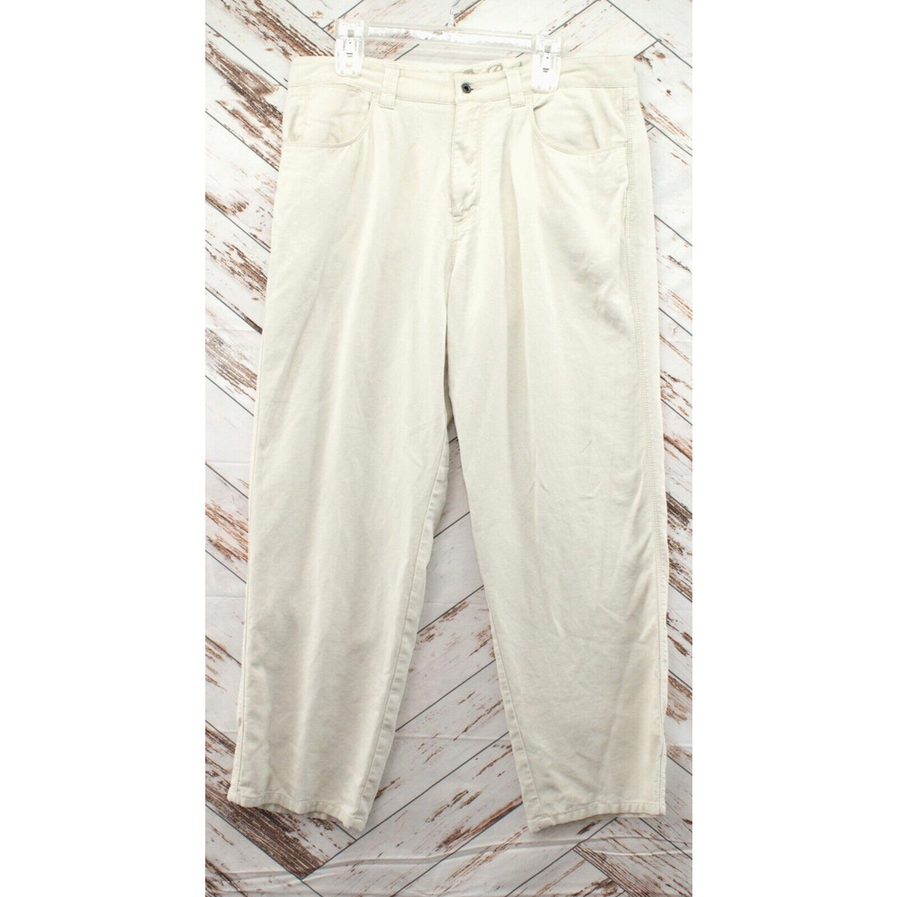 Tommy Bahama Chino Pants Mens 36x30 Beige Stretch Flat Front Vacation Beach Luau